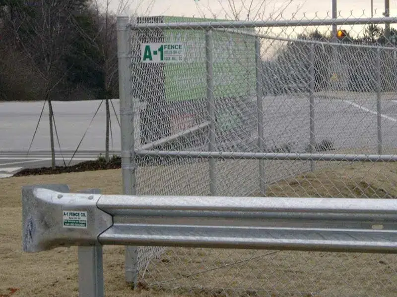 Vehicle safety commercial guard rail on rock hill, by a-1 fence company